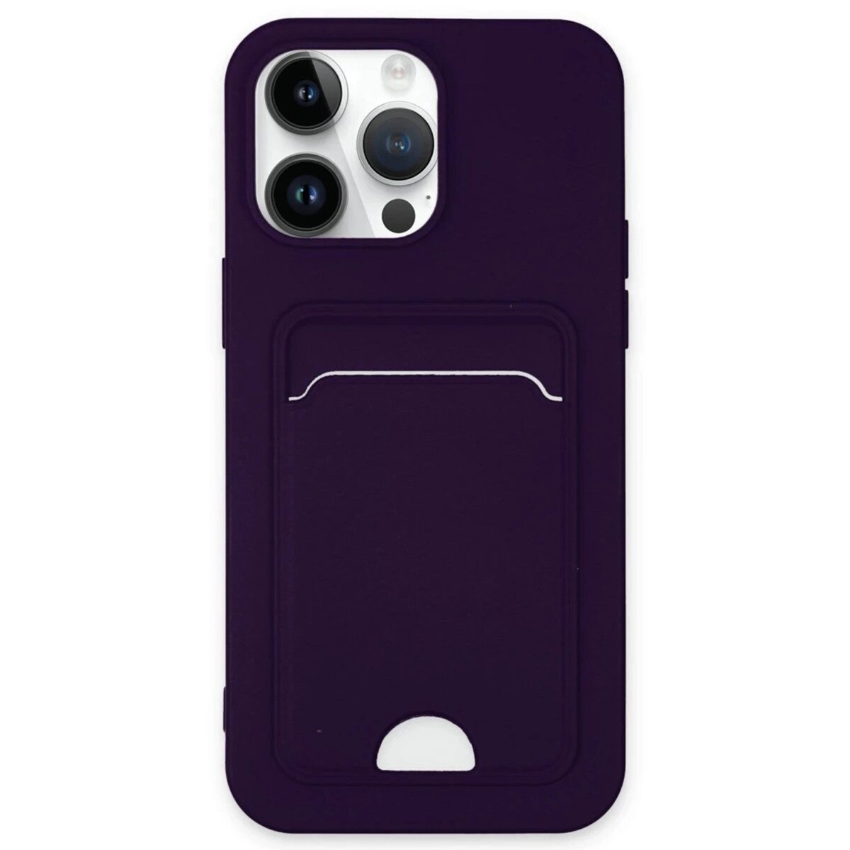 Apple İphone 14 Pro Kılıf Kelvin Kartvizitli Silikon - Derin Mor