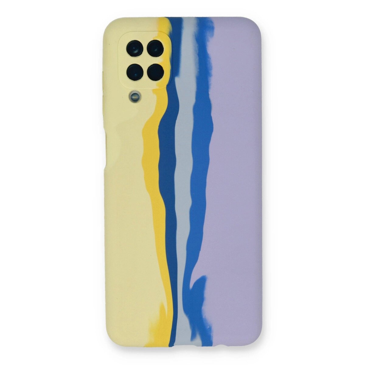 Samsung Galaxy A22 Kılıf Ebruli Lansman Silikon - Sarı-lila Samsung Galaxy A22 Kılıf Ebruli Lansman Silikon - Sarı-lila