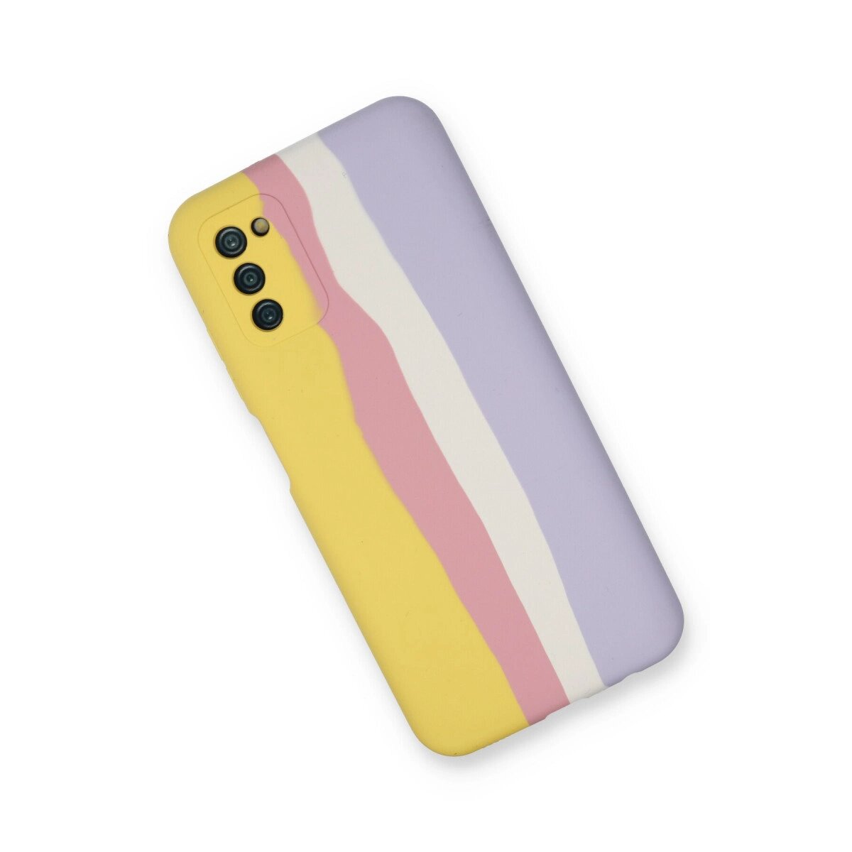 Samsung Galaxy A03s Kılıf Ebruli Lansman Silikon - Sarı-mavi