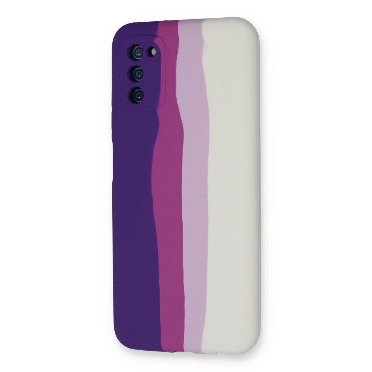 Samsung Galaxy A03s Kılıf Ebruli Lansman Silikon - Mor-beyaz