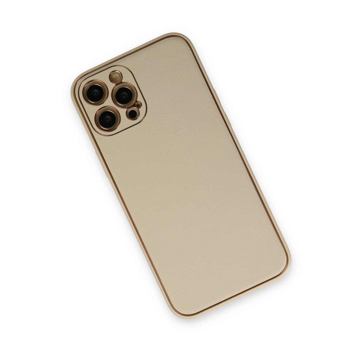 Apple İphone 12 Pro Kılıf Coco Deri Silikon Kapak - Gold Apple İphone 12 Pro Kılıf Coco Deri Silikon Kapak - Gold