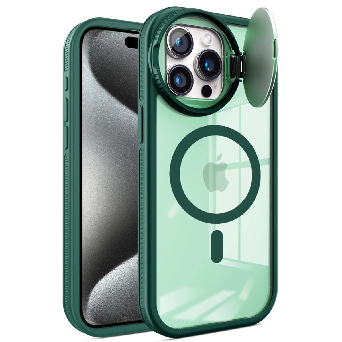 Apple İphone 14 Pro Max Kılıf Teleskop Lens Magsafe Silikon Kapak - Koyu Yeşil Apple İphone 14 Pro Max Kılıf Teleskop Lens Magsafe Silikon Kapak - Koyu Yeşil