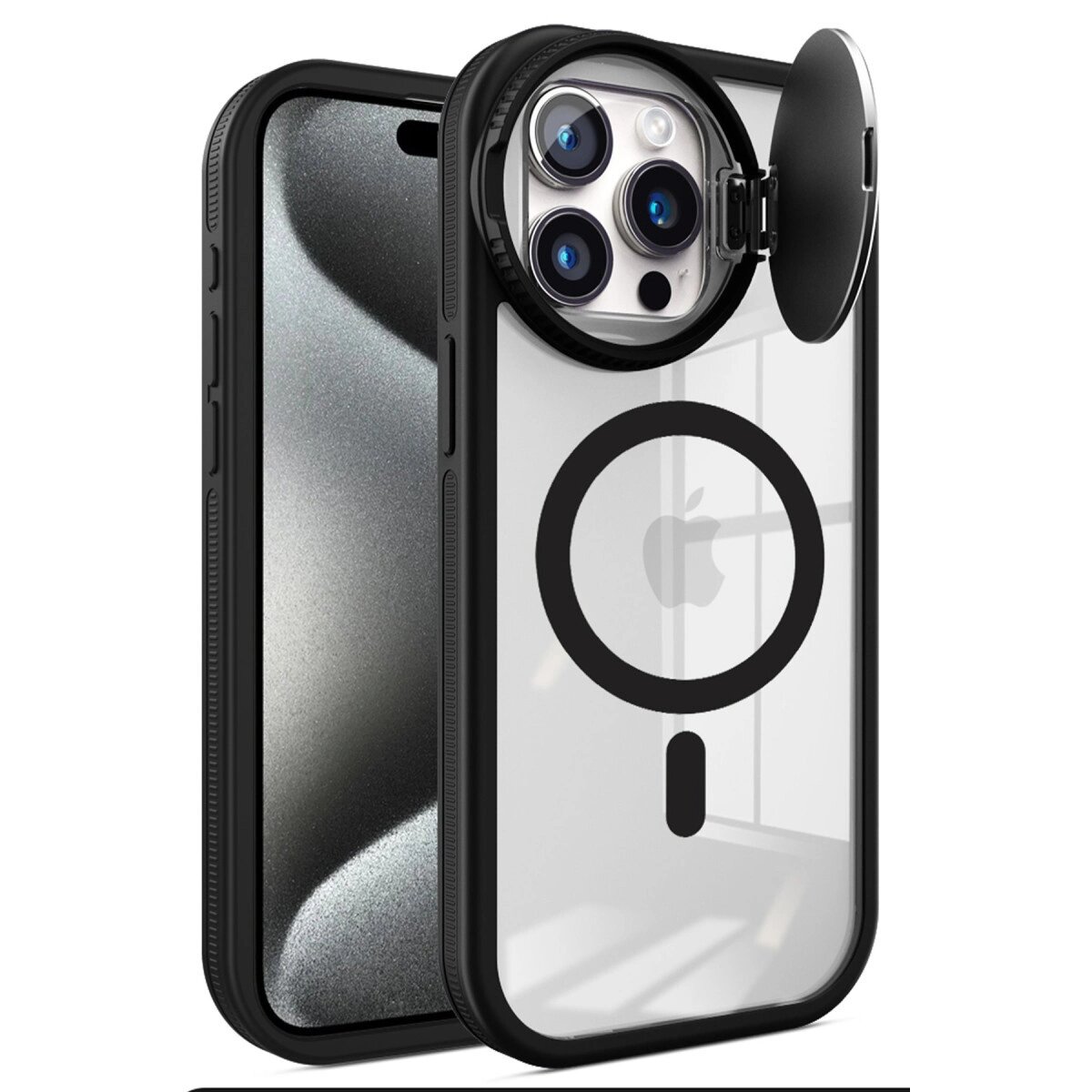 Apple İphone 15 Pro Kılıf Teleskop Lens Magsafe Silikon Kapak - Siyah Apple İphone 15 Pro Kılıf Teleskop Lens Magsafe Silikon Kapak - Siyah