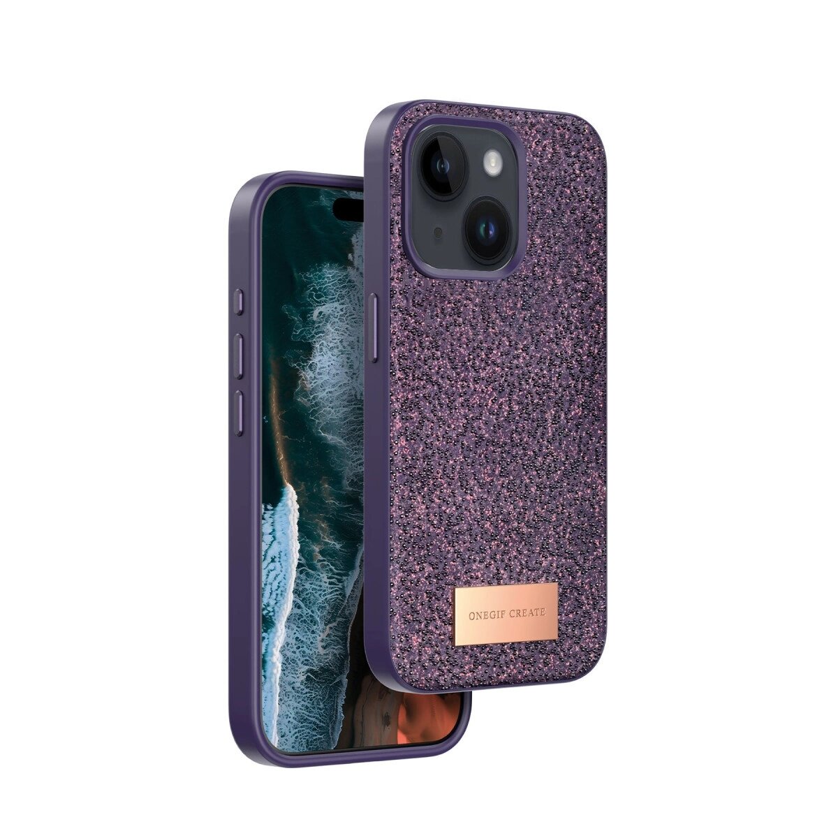Onegif Apple İphone 14 Bright Simli Kapak - Derin Mor Onegif Apple İphone 14 Bright Simli Kapak - Derin Mor