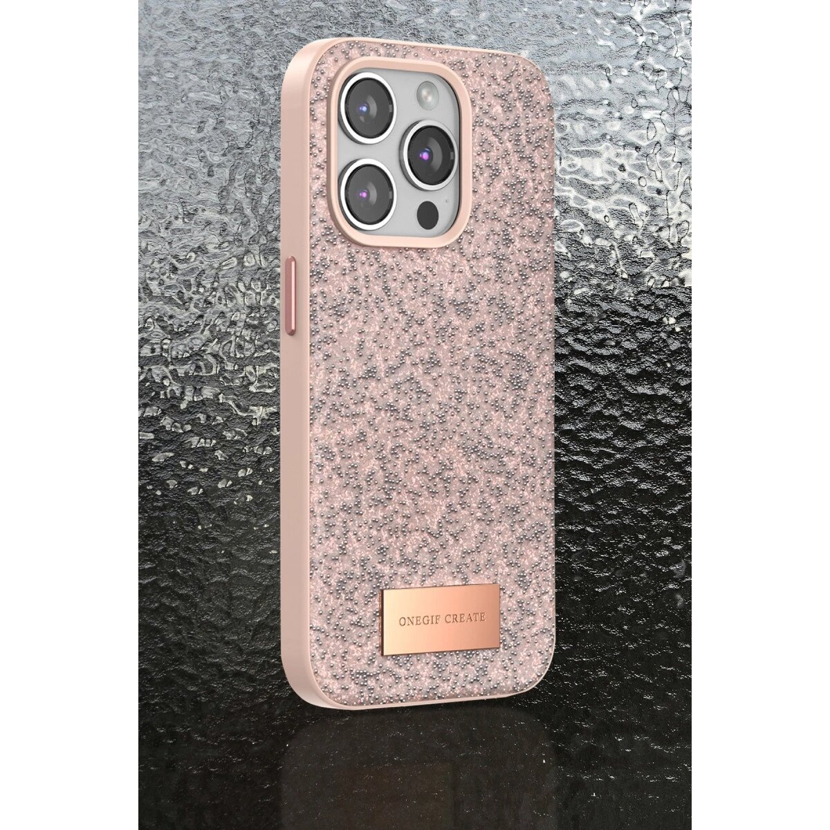 Onegif Apple İphone 15 Pro Max Bright Simli Kapak - Siyah