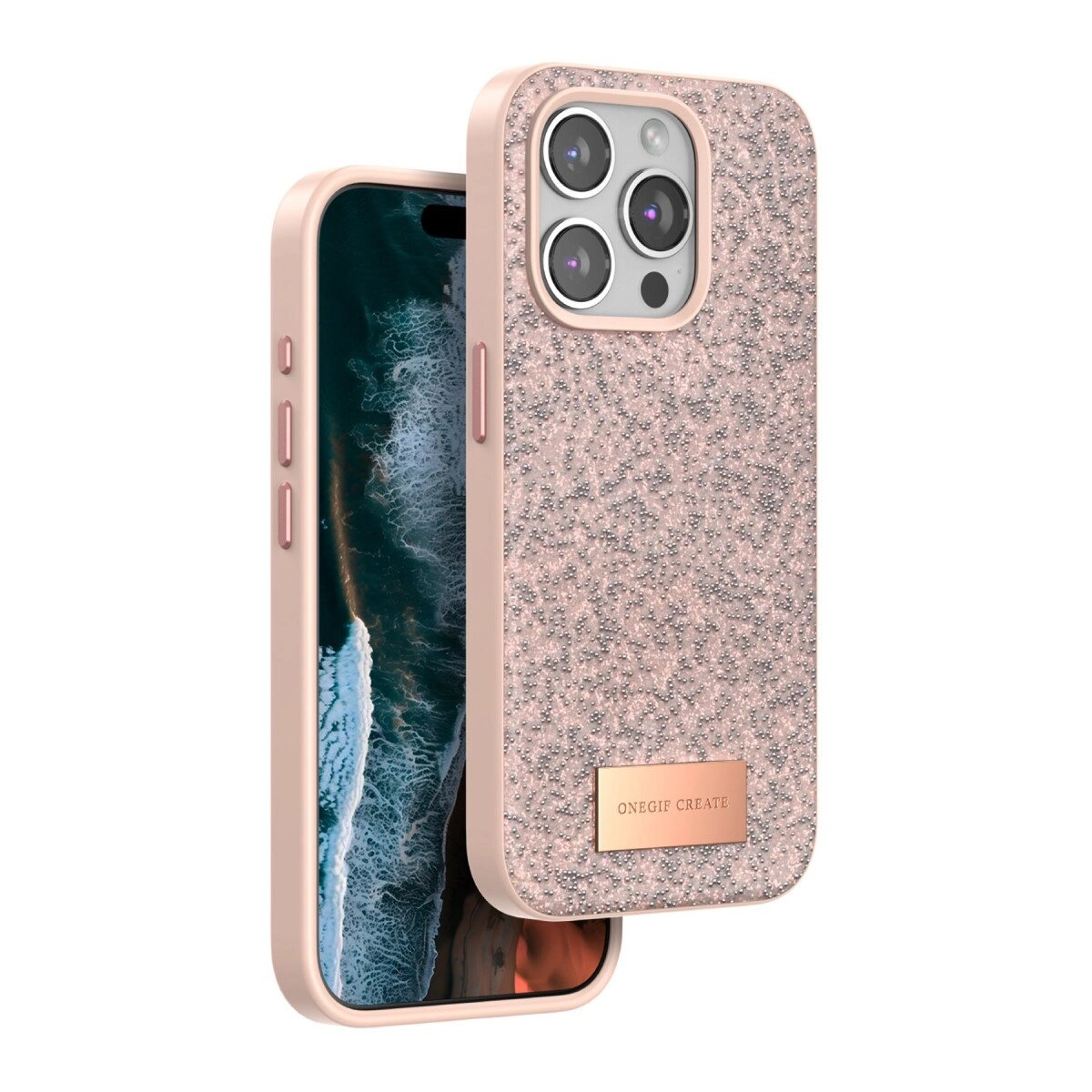 Onegif Apple İphone 15 Pro Max Bright Simli Kapak - Pembe Onegif Apple İphone 15 Pro Max Bright Simli Kapak - Pembe
