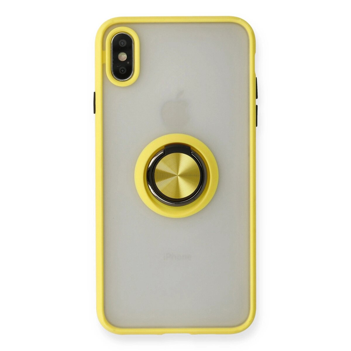Apple İphone X Kılıf Montreal Yüzüklü Silikon Kapak - Sarı Apple İphone X Kılıf Montreal Yüzüklü Silikon Kapak - Sarı