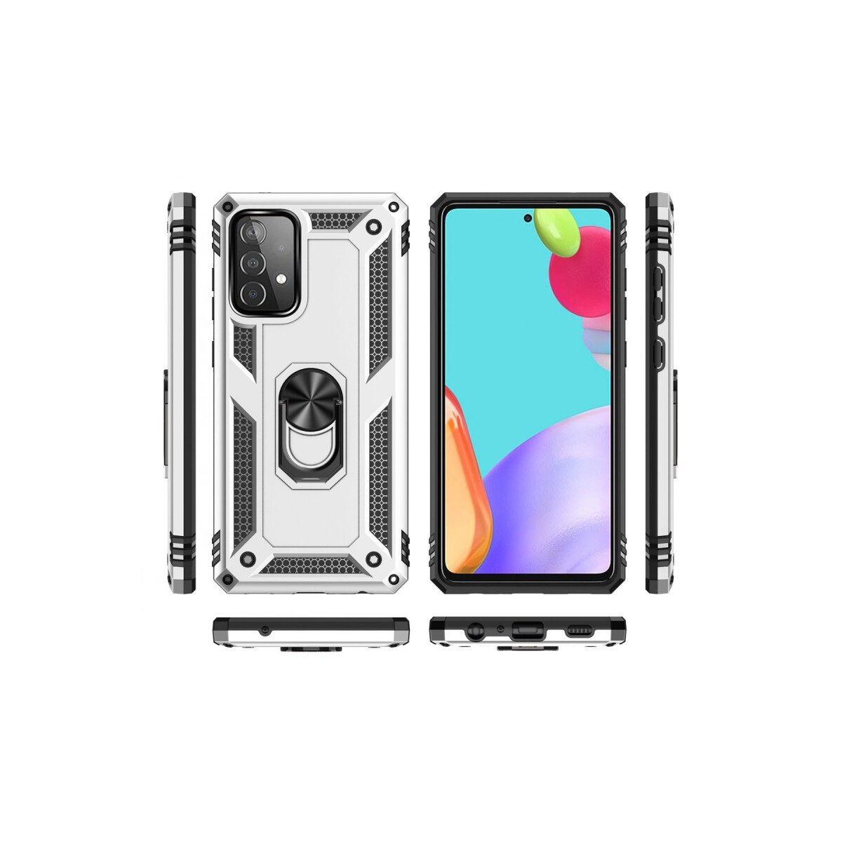 Samsung Galaxy A33 5g Kılıf Sofya Yüzüklü Silikon Kapak - Gümüş Samsung Galaxy A33 5g Kılıf Sofya Yüzüklü Silikon Kapak - Gümüş