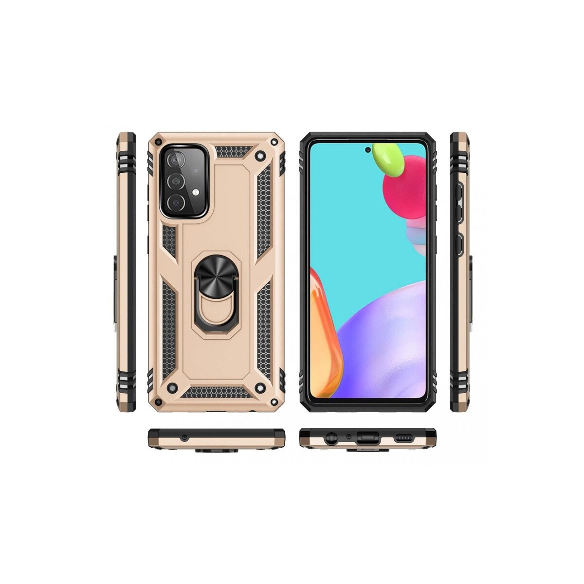 Samsung Galaxy A53 5g Kılıf Sofya Yüzüklü Silikon Kapak - Gold Samsung Galaxy A53 5g Kılıf Sofya Yüzüklü Silikon Kapak - Gold
