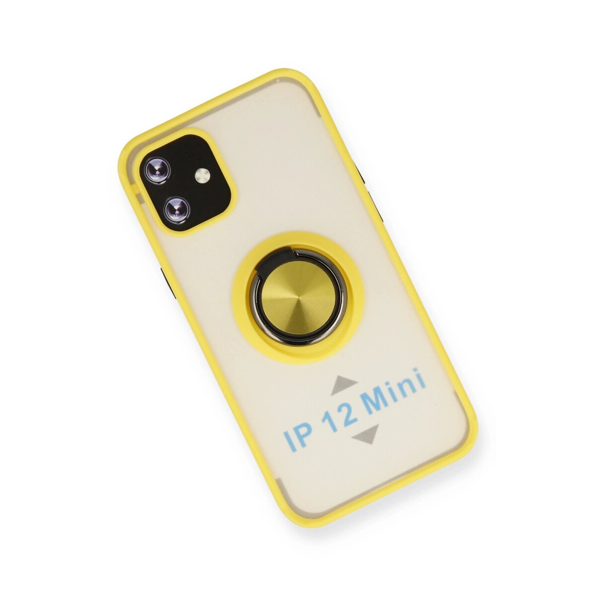 Apple İphone 12 Mini Kılıf Montreal Yüzüklü Silikon Kapak - Sarı Apple İphone 12 Mini Kılıf Montreal Yüzüklü Silikon Kapak - Sarı