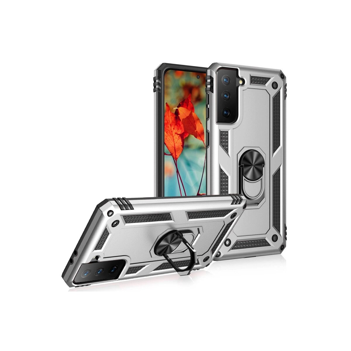 Samsung Galaxy S21 Kılıf Sofya Yüzüklü Silikon Kapak - Gümüş Samsung Galaxy S21 Kılıf Sofya Yüzüklü Silikon Kapak - Gümüş