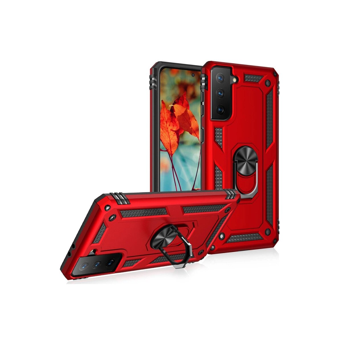 Samsung Galaxy S21 Kılıf Sofya Yüzüklü Silikon Kapak - Kırmızı Samsung Galaxy S21 Kılıf Sofya Yüzüklü Silikon Kapak - Kırmızı