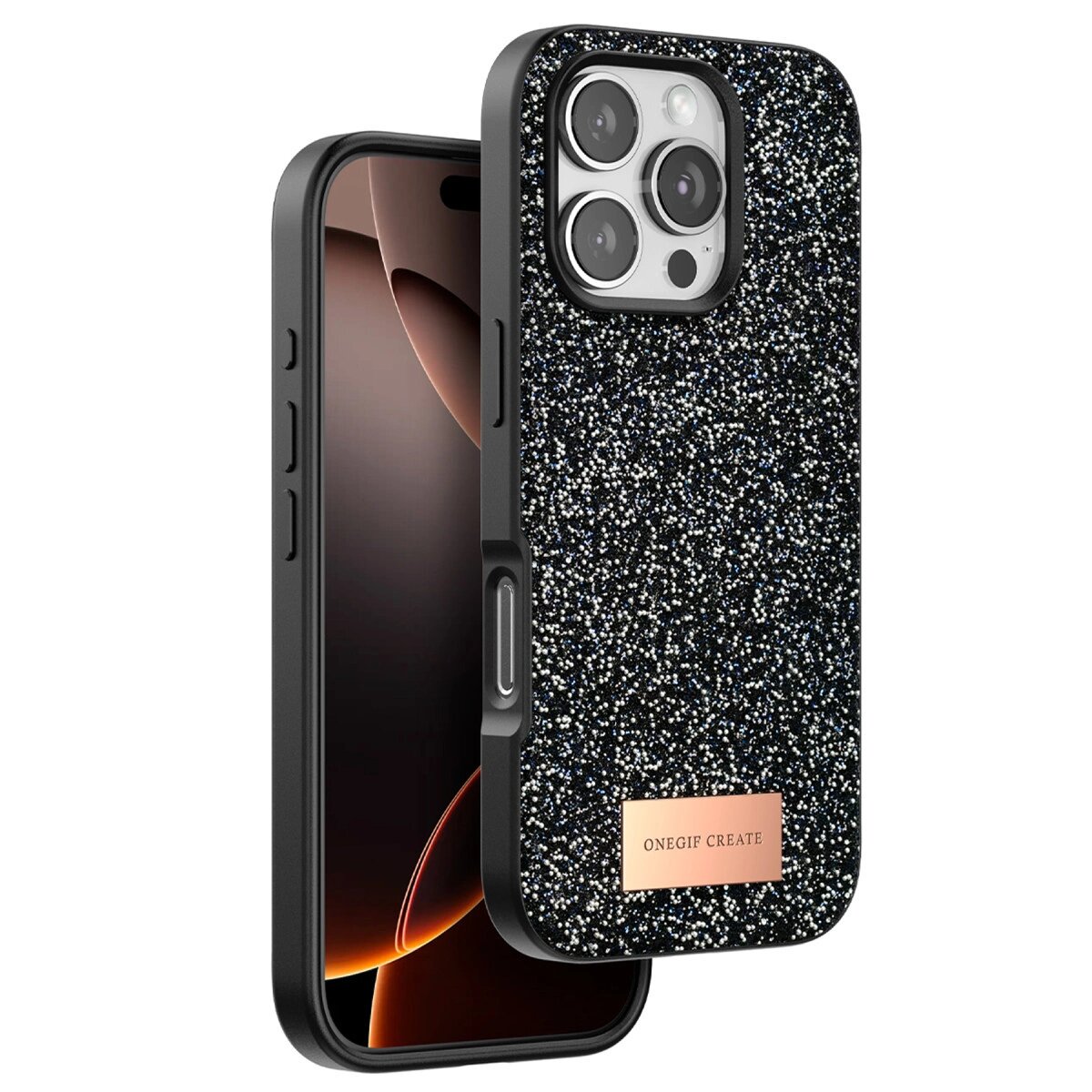 Onegif Apple İphone 16 Pro Max Bright Simli Kapak - Siyah Onegif Apple İphone 16 Pro Max Bright Simli Kapak - Siyah