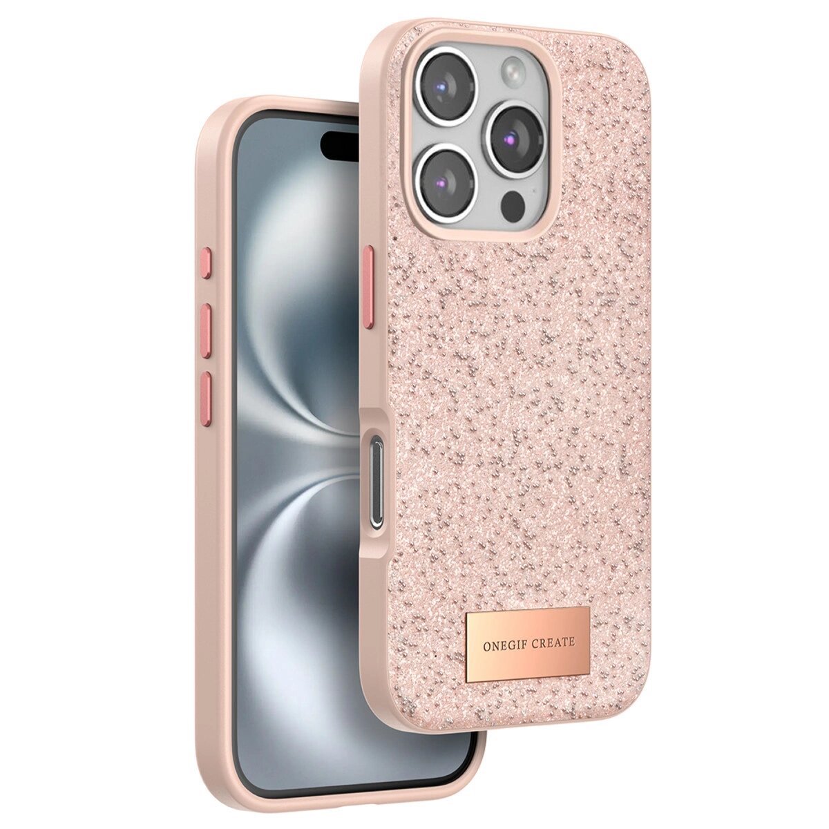Onegif Apple İphone 16 Pro Max Bright Simli Kapak - Pembe Onegif Apple İphone 16 Pro Max Bright Simli Kapak - Pembe