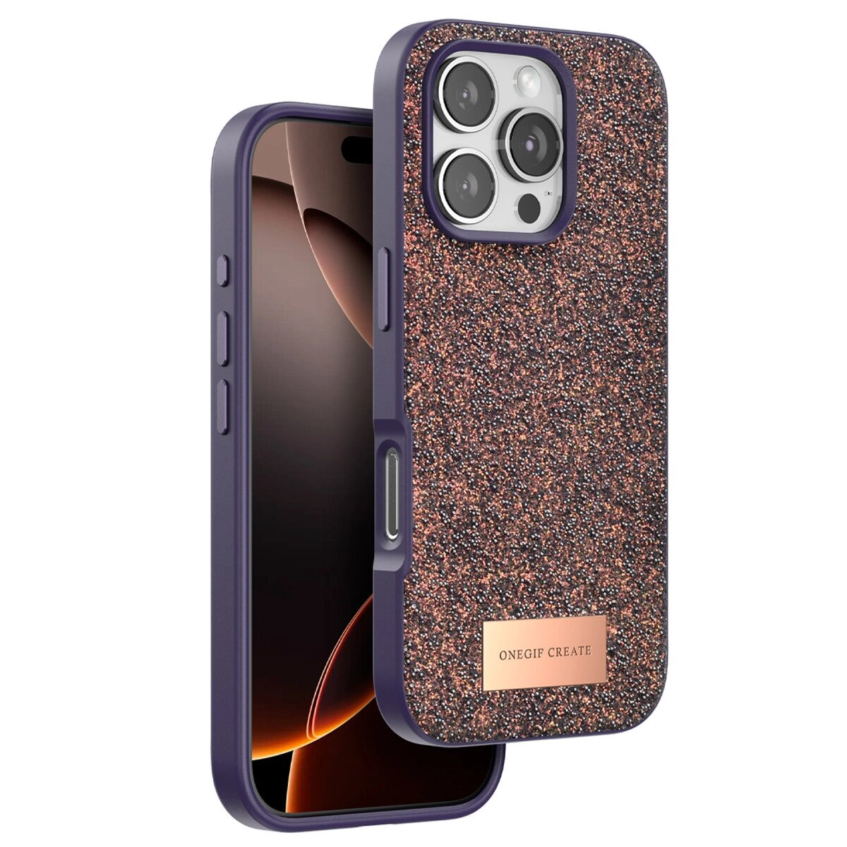 Onegif Apple İphone 16 Pro Max Bright Simli Kapak - Derin Mor Onegif Apple İphone 16 Pro Max Bright Simli Kapak - Derin Mor