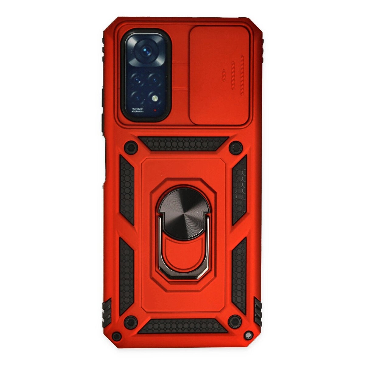 Xiaomi Redmi Note 11 Kılıf Pars Lens Yüzüklü Silikon - Kırmızı Xiaomi Redmi Note 11 Kılıf Pars Lens Yüzüklü Silikon - Kırmızı