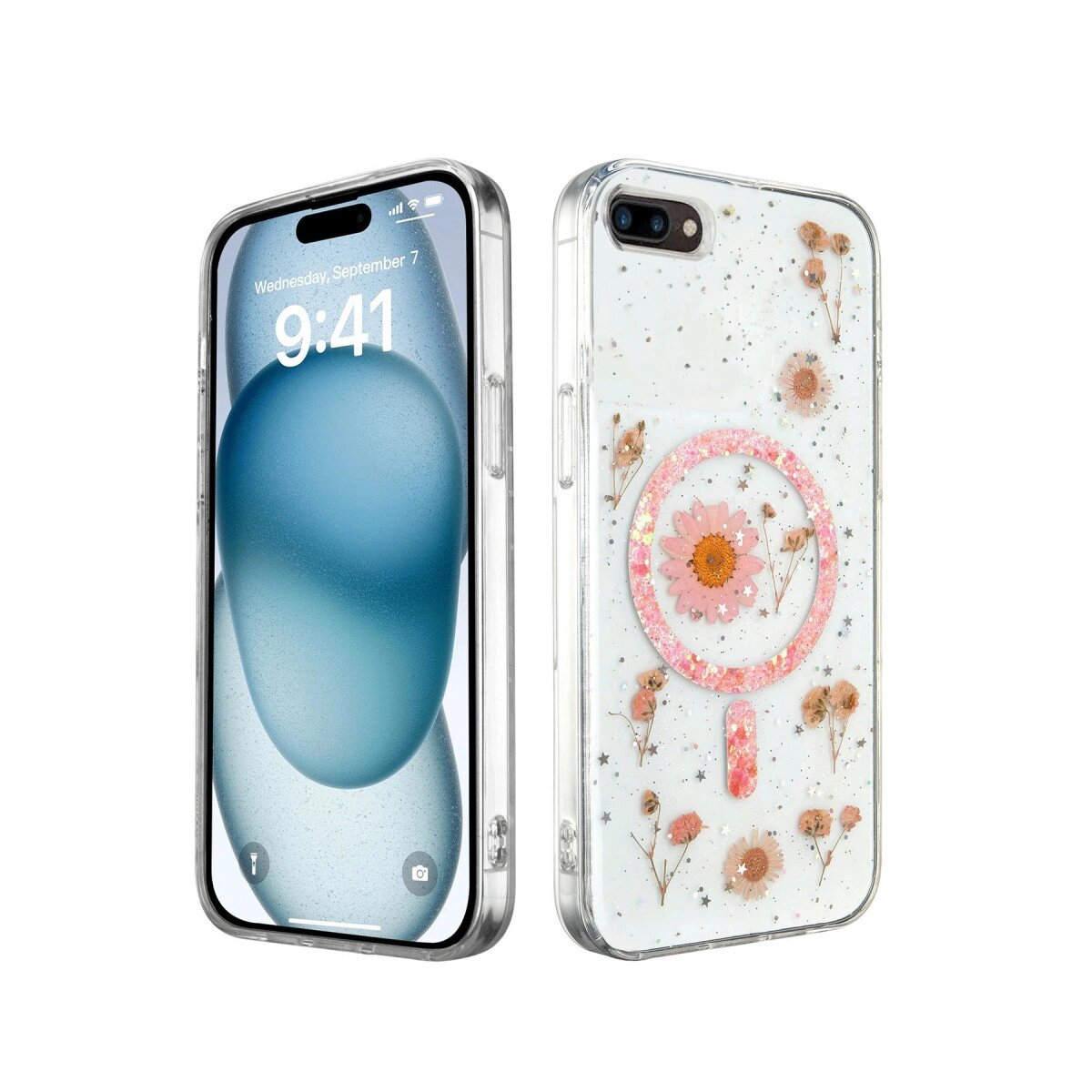 Apple İphone 7 Plus Kılıf Daisy Simli Magsafe Kapak - Pembe Apple İphone 7 Plus Kılıf Daisy Simli Magsafe Kapak - Pembe