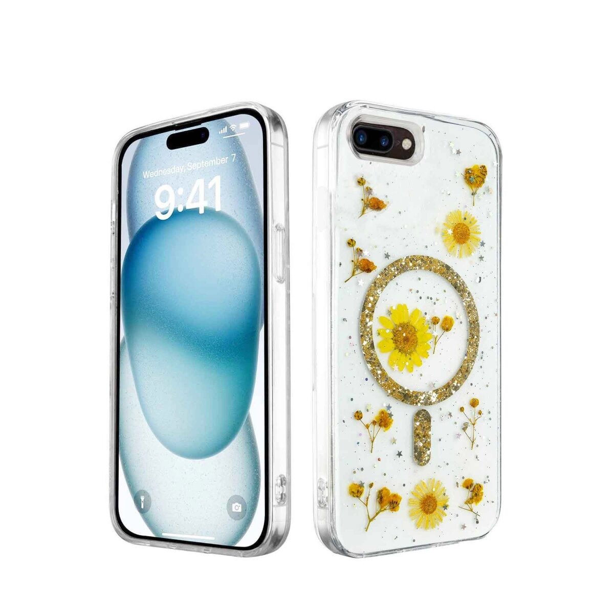 Apple İphone 7 Plus Kılıf Daisy Simli Magsafe Kapak - Gold Apple İphone 7 Plus Kılıf Daisy Simli Magsafe Kapak - Gold