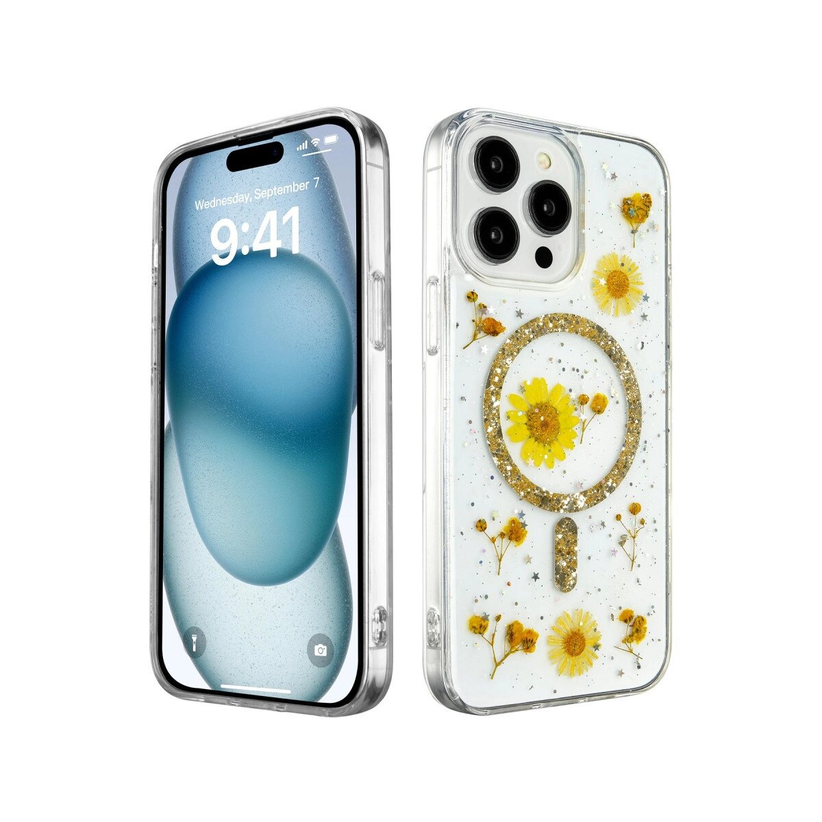 Apple İphone 14 Pro Max Kılıf Daisy Simli Magsafe Kapak - Gold Apple İphone 14 Pro Max Kılıf Daisy Simli Magsafe Kapak - Gold
