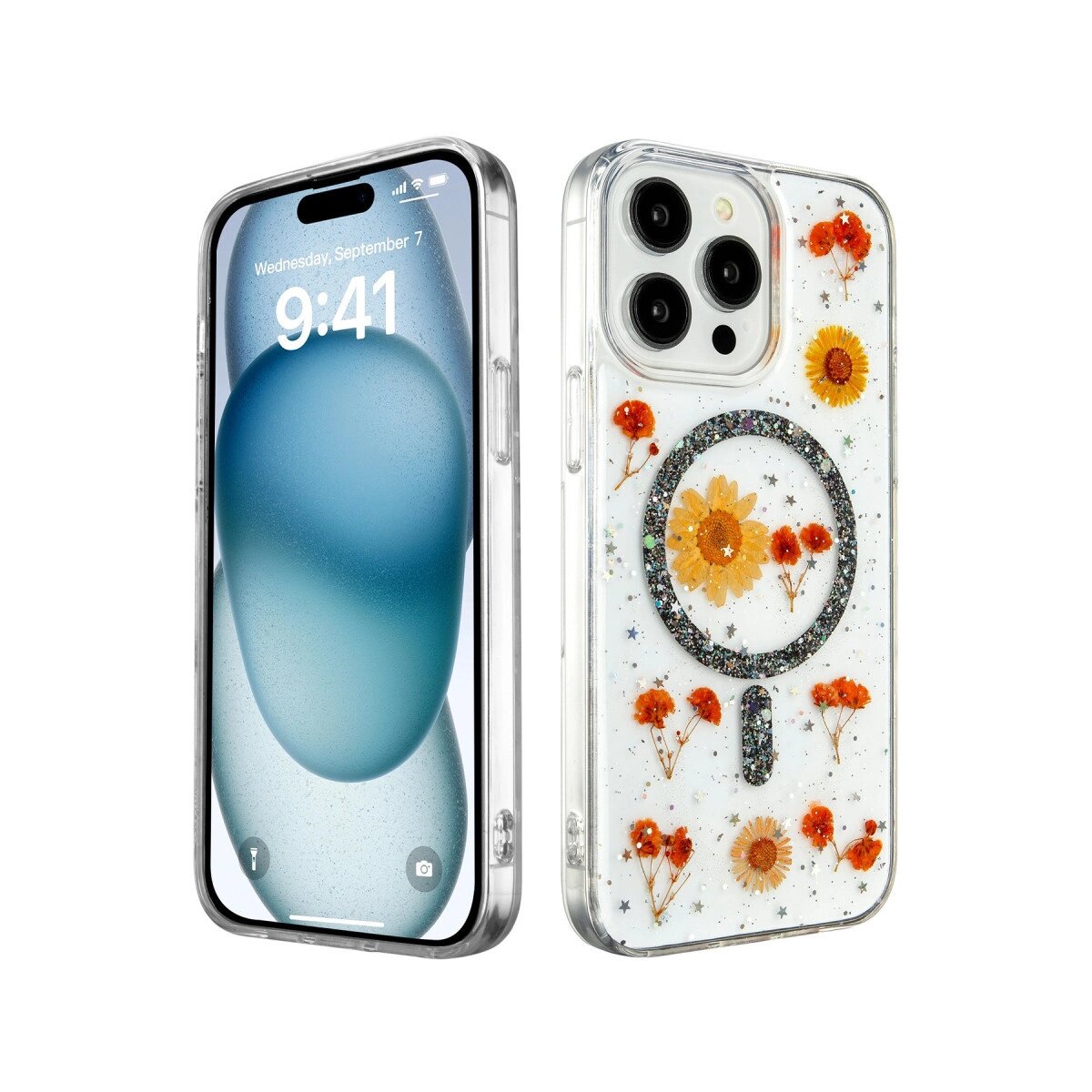 Apple İphone 15 Pro Kılıf Daisy Simli Magsafe Kapak - Siyah Apple İphone 15 Pro Kılıf Daisy Simli Magsafe Kapak - Siyah