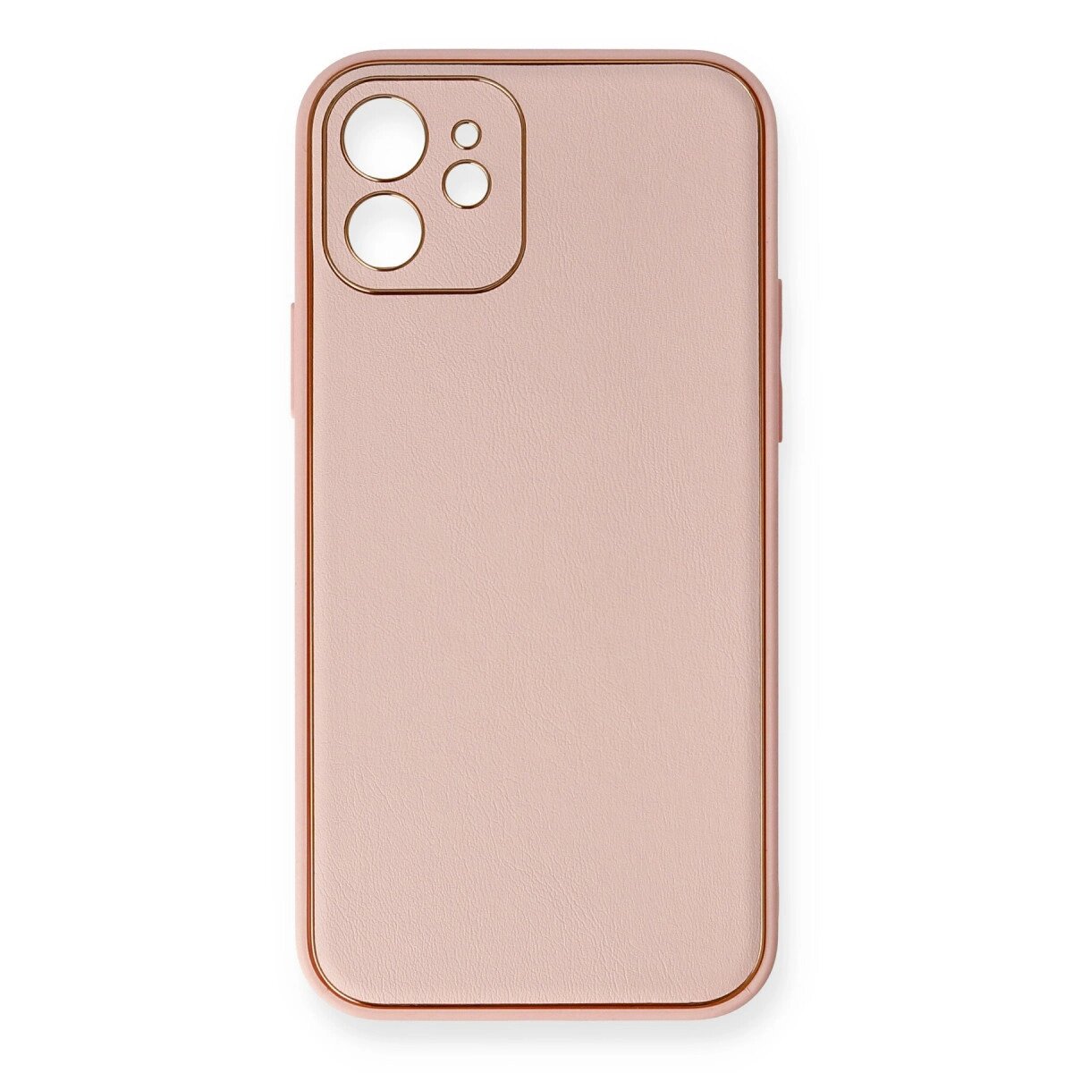Apple İphone 12 Kılıf Coco Deri Silikon Kapak - Pembe Apple İphone 12 Kılıf Coco Deri Silikon Kapak - Pembe