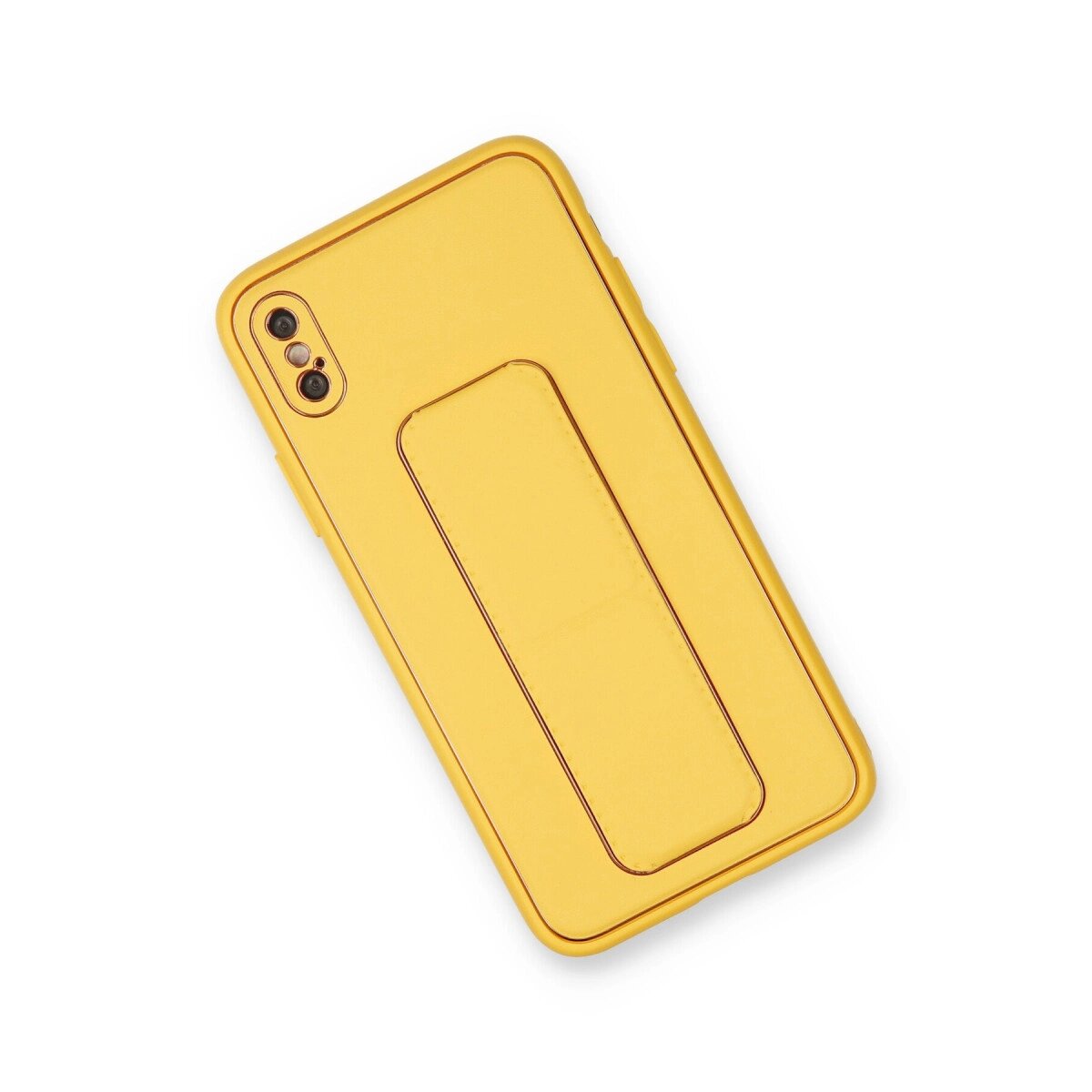 Apple İphone Xs Max Kılıf Coco Deri Standlı Kapak - Sarı