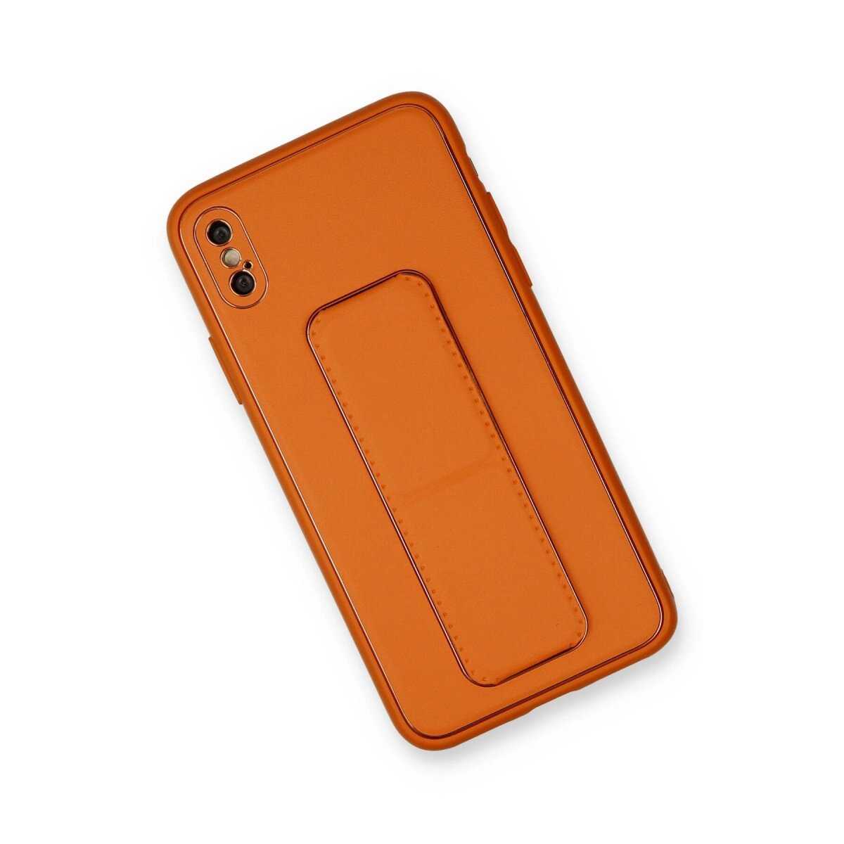 Apple İphone Xs Max Kılıf Coco Deri Standlı Kapak - Turuncu Apple İphone Xs Max Kılıf Coco Deri Standlı Kapak - Turuncu