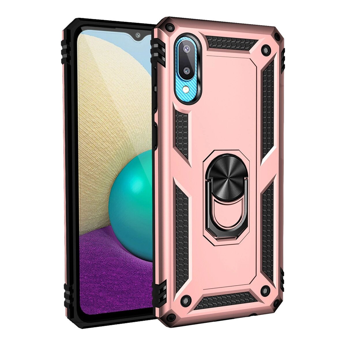 Galaxy A02 Kılıf Sofya Yüzüklü  Kapak - Rose