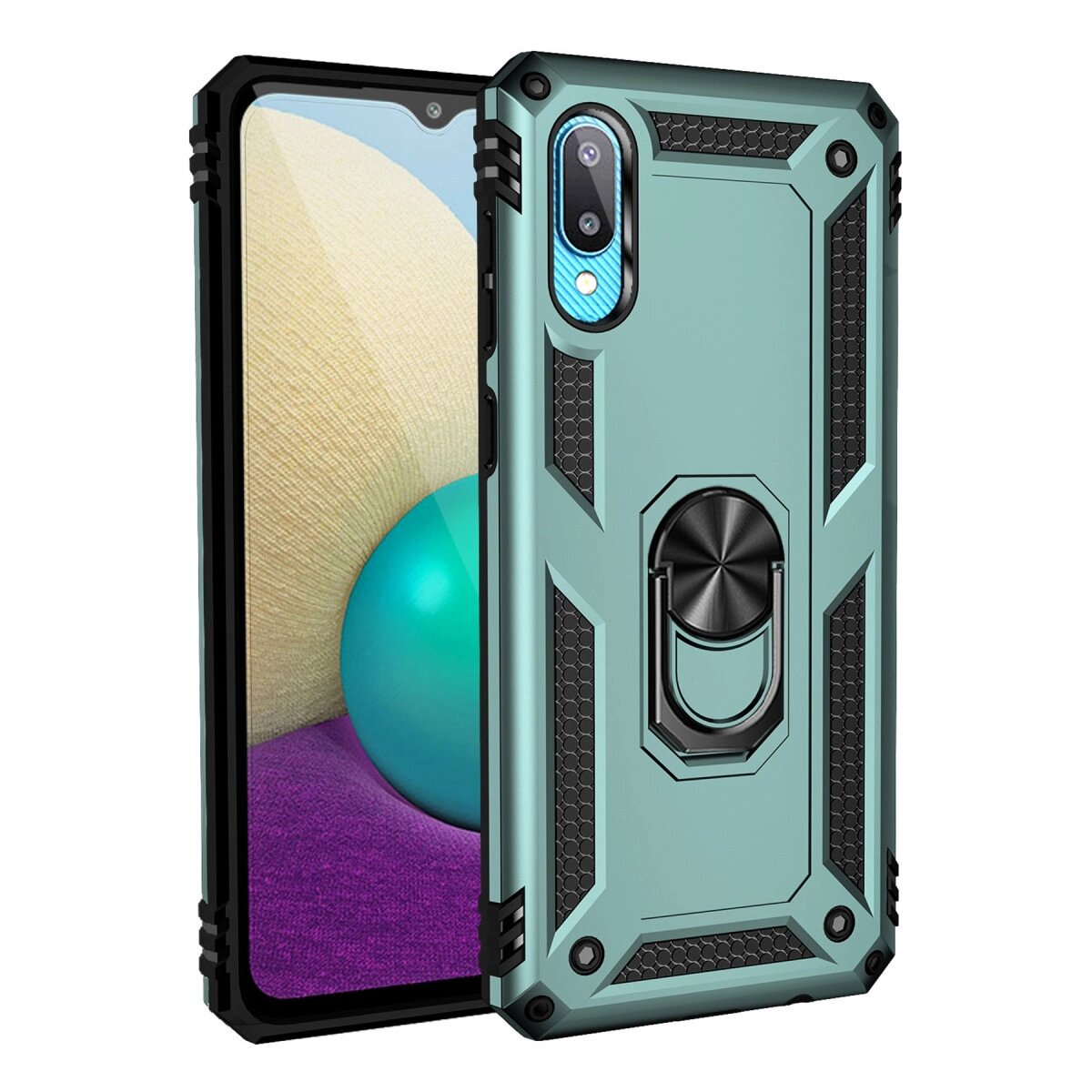 Galaxy A02 Kılıf Sofya Yüzüklü  Kapak - Yeşil