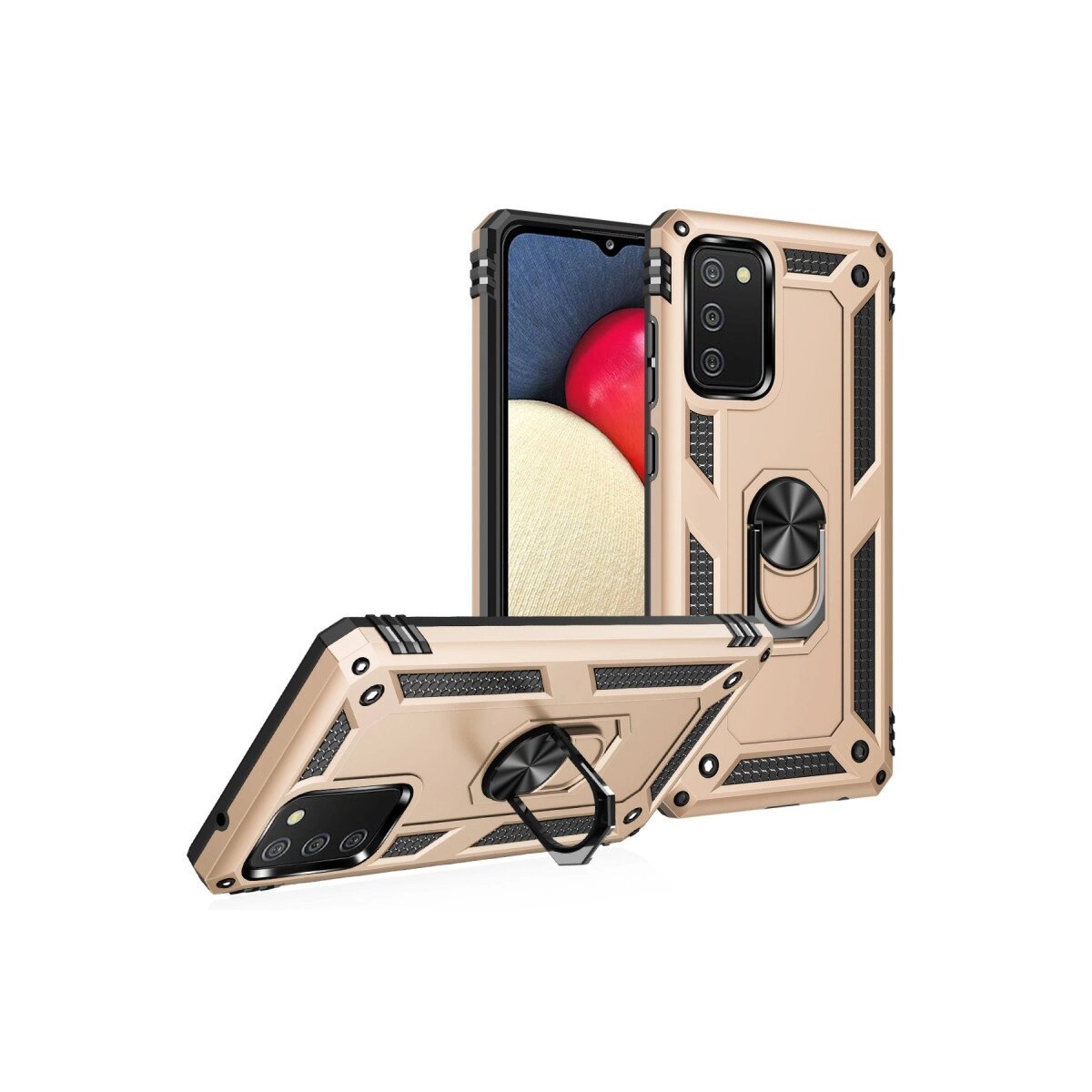 Samsung Galaxy A02s Kılıf Sofya Yüzüklü Silikon Kapak - Gold Samsung Galaxy A02s Kılıf Sofya Yüzüklü Silikon Kapak - Gold