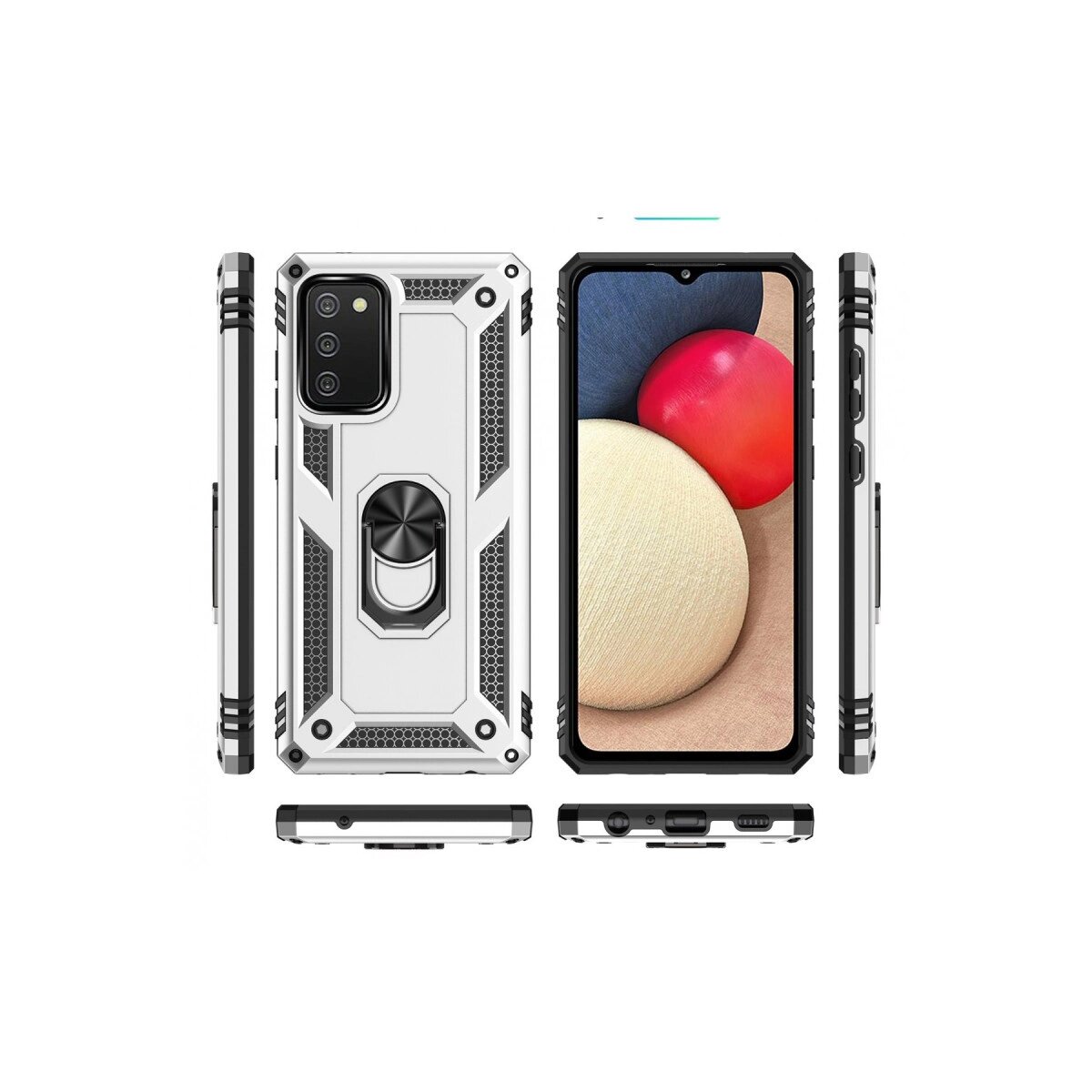 Samsung Galaxy A02s Kılıf Sofya Yüzüklü Silikon Kapak - Gümüş Samsung Galaxy A02s Kılıf Sofya Yüzüklü Silikon Kapak - Gümüş
