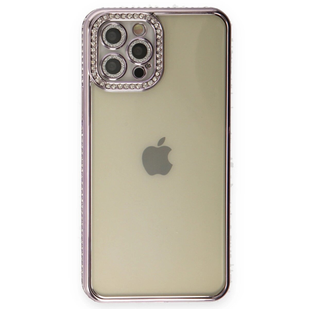 Apple İphone 12 Pro Kılıf Joke Taşlı Silikon - Mor Apple İphone 12 Pro Kılıf Joke Taşlı Silikon - Mor