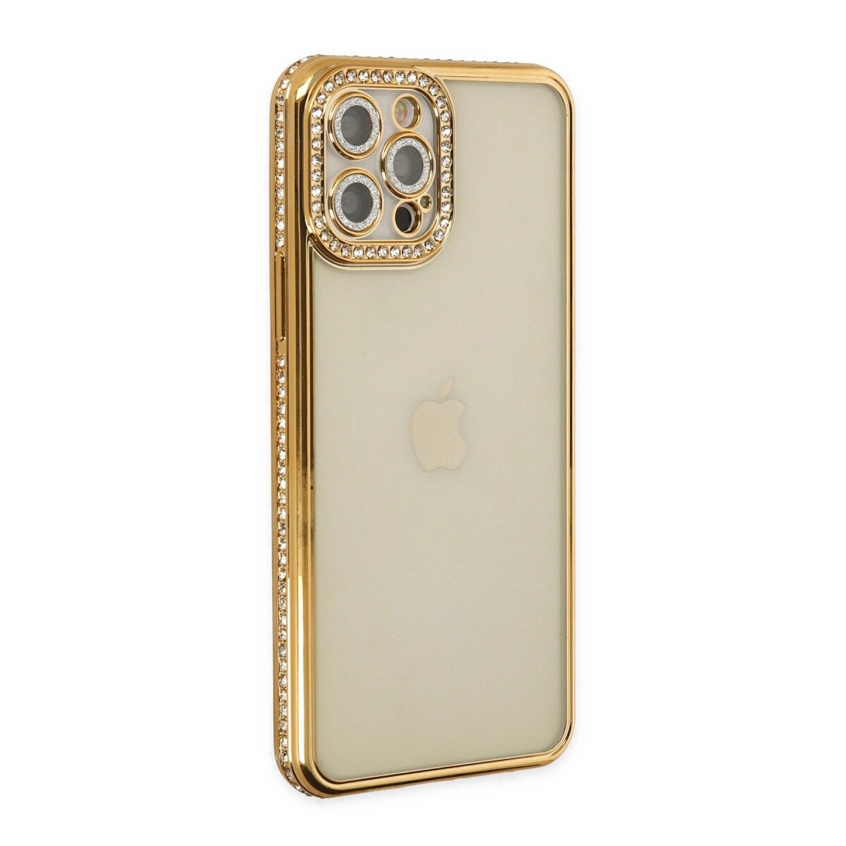 Apple İphone 12 Pro Kılıf Joke Taşlı Silikon - Gold Apple İphone 12 Pro Kılıf Joke Taşlı Silikon - Gold