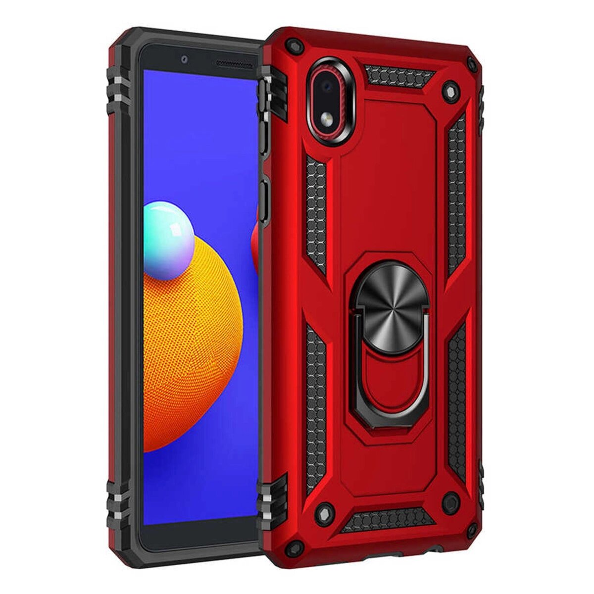 Galaxy A01 Core Kılıf Sofya Yüzüklü  Kapak - Kırmızı