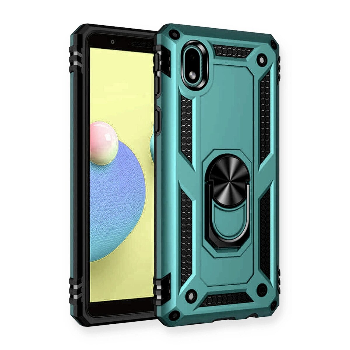 Galaxy A01 Core Kılıf Sofya Yüzüklü  Kapak - Yeşil