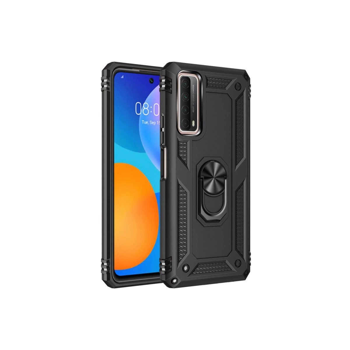 Huawei P Smart 2021 Kılıf Sofya Yüzüklü Silikon Kapak - Siyah Huawei P Smart 2021 Kılıf Sofya Yüzüklü Silikon Kapak - Siyah