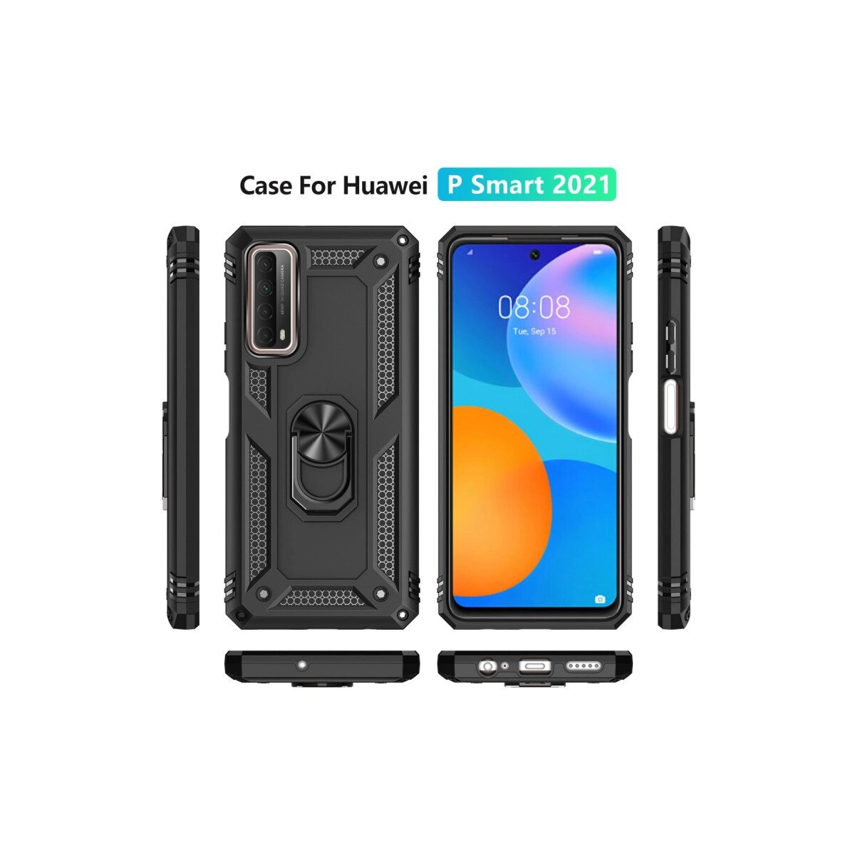 Huawei P Smart 2021 Kılıf Sofya Yüzüklü Silikon Kapak - Siyah Huawei P Smart 2021 Kılıf Sofya Yüzüklü Silikon Kapak - Siyah