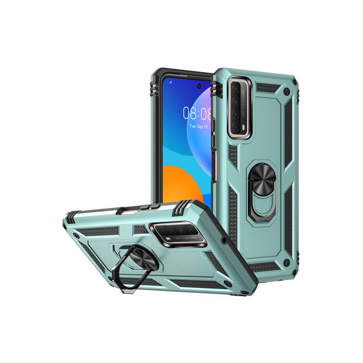 Huawei P Smart 2021 Kılıf Sofya Yüzüklü Silikon Kapak - Yeşil Huawei P Smart 2021 Kılıf Sofya Yüzüklü Silikon Kapak - Yeşil