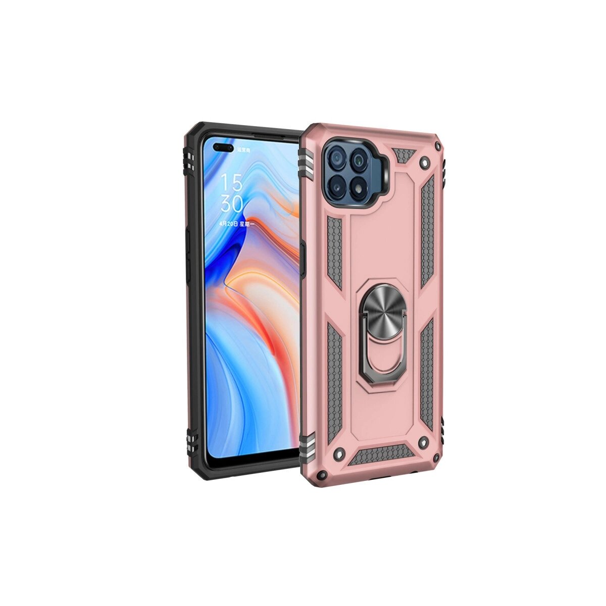 Oppo Reno 4 Lite Kılıf Sofya Yüzüklü Silikon Kapak - Rose Oppo Reno 4 Lite Kılıf Sofya Yüzüklü Silikon Kapak - Rose