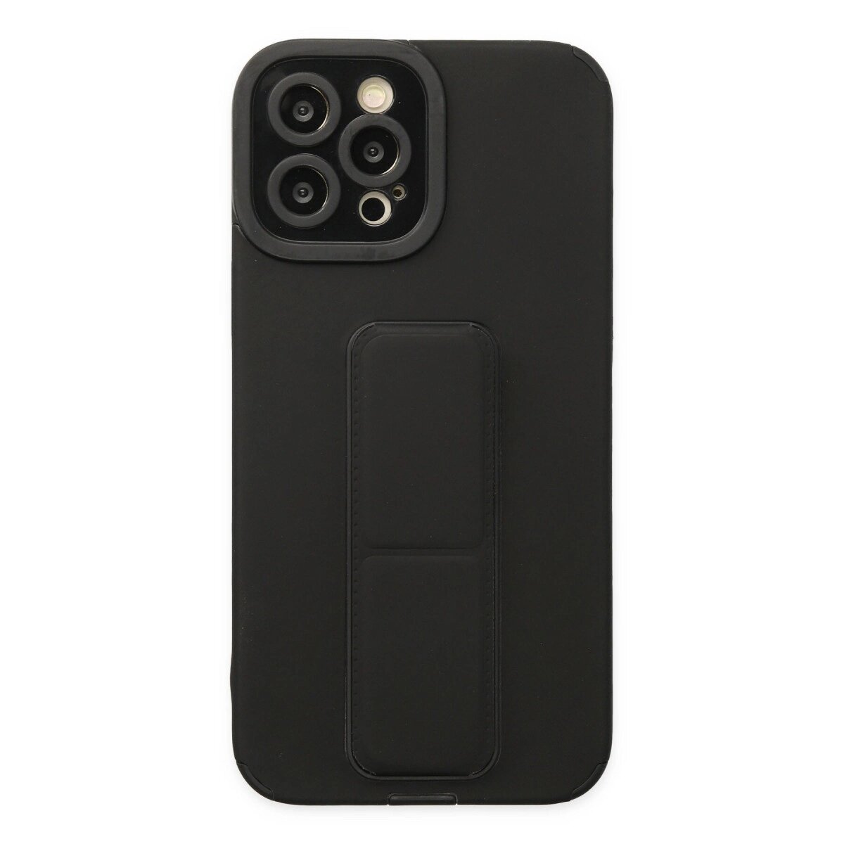 Apple İphone 12 Pro Max Kılıf Mega Standlı Silikon - Siyah Apple İphone 12 Pro Max Kılıf Mega Standlı Silikon - Siyah