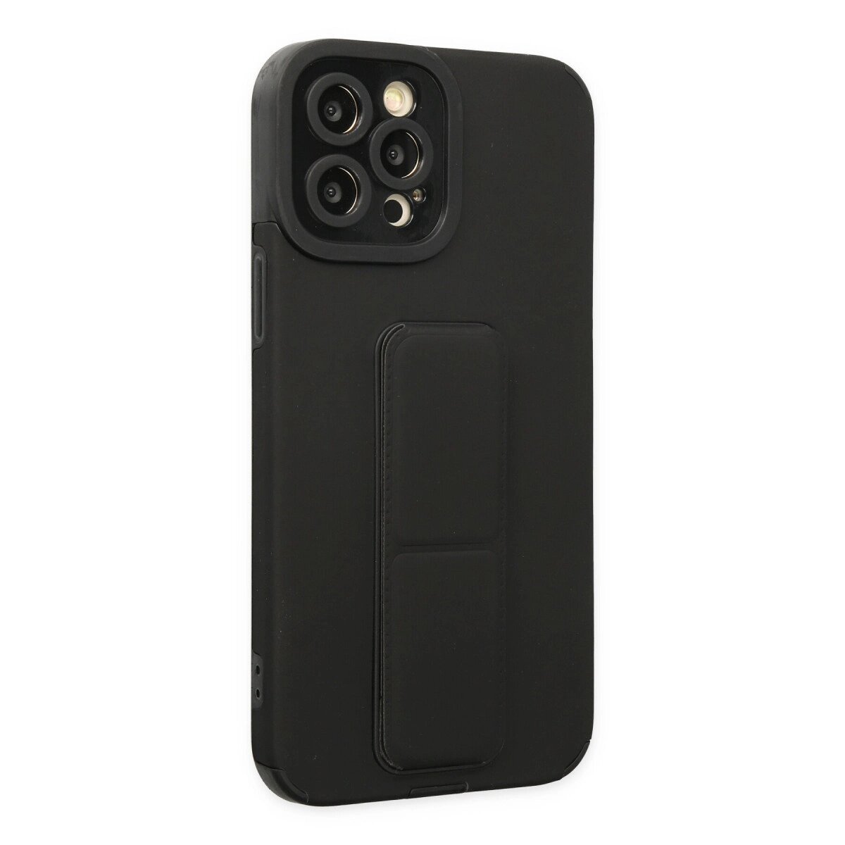 Apple İphone 12 Pro Max Kılıf Mega Standlı Silikon - Siyah Apple İphone 12 Pro Max Kılıf Mega Standlı Silikon - Siyah
