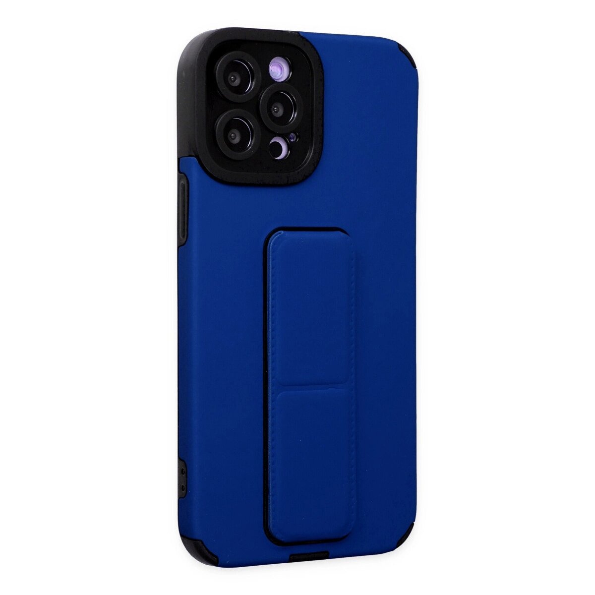 Apple İphone 12 Pro Max Kılıf Mega Standlı Silikon - Mavi Apple İphone 12 Pro Max Kılıf Mega Standlı Silikon - Mavi