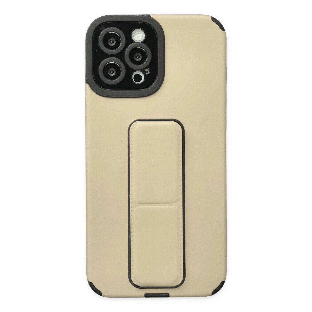Apple İphone 12 Pro Max Kılıf Mega Standlı Silikon - Gold Apple İphone 12 Pro Max Kılıf Mega Standlı Silikon - Gold