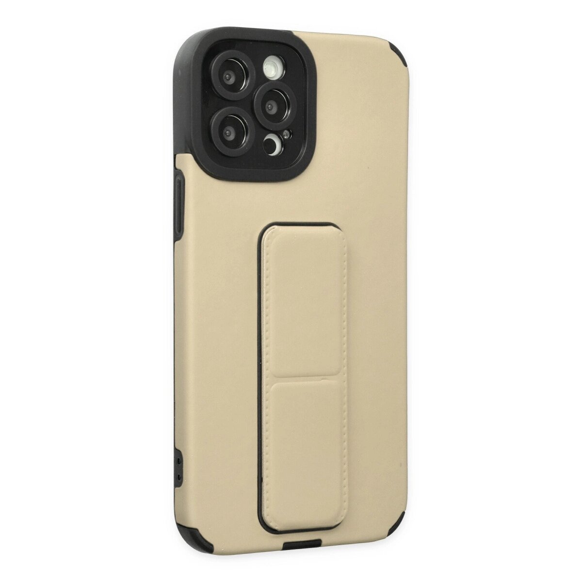 Apple İphone 12 Pro Max Kılıf Mega Standlı Silikon - Gold Apple İphone 12 Pro Max Kılıf Mega Standlı Silikon - Gold