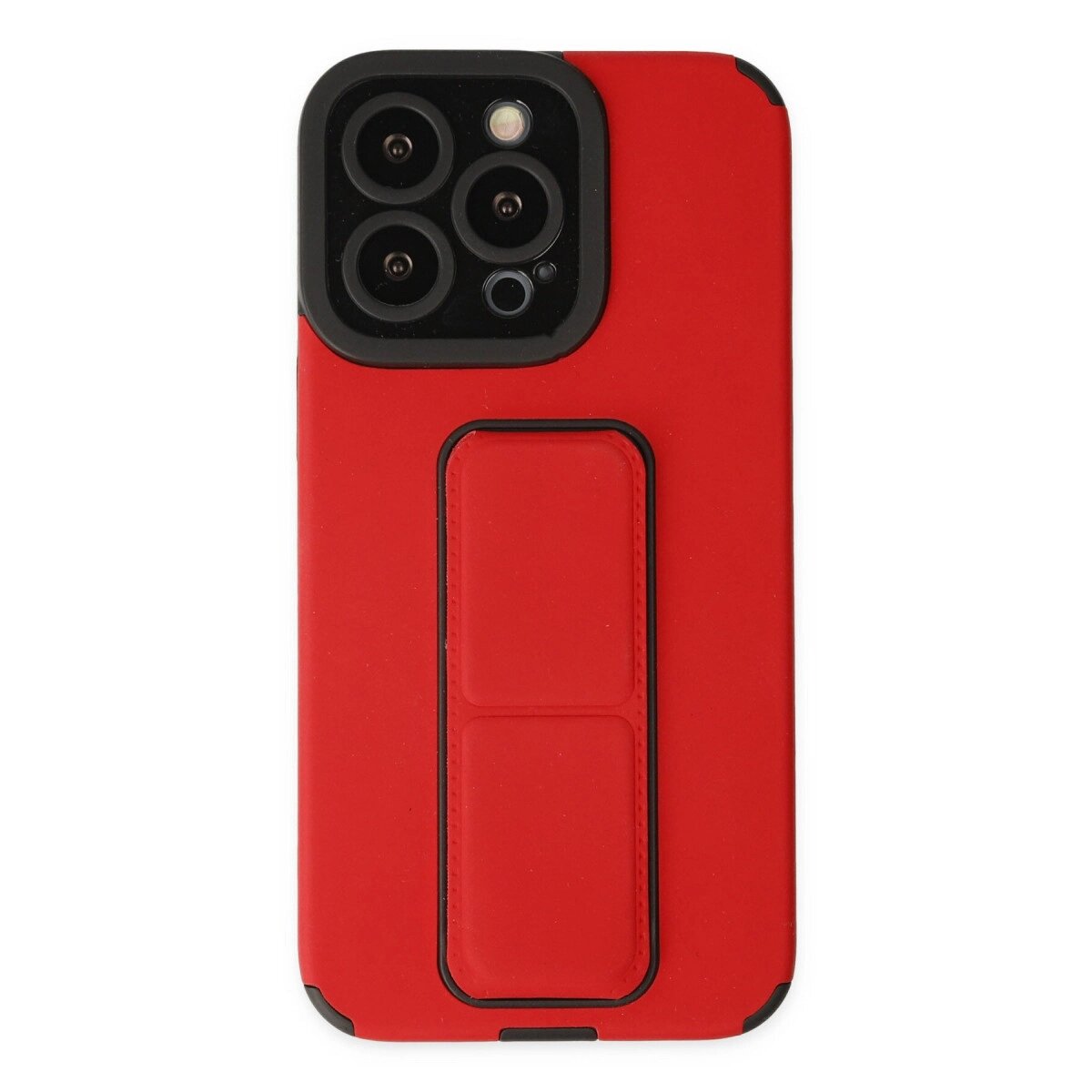 Apple İphone 13 Pro Max Kılıf Mega Standlı Silikon - Kırmızı Apple İphone 13 Pro Max Kılıf Mega Standlı Silikon - Kırmızı