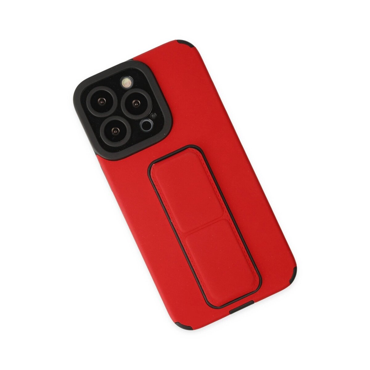 Apple İphone 13 Pro Max Kılıf Mega Standlı Silikon - Kırmızı Apple İphone 13 Pro Max Kılıf Mega Standlı Silikon - Kırmızı