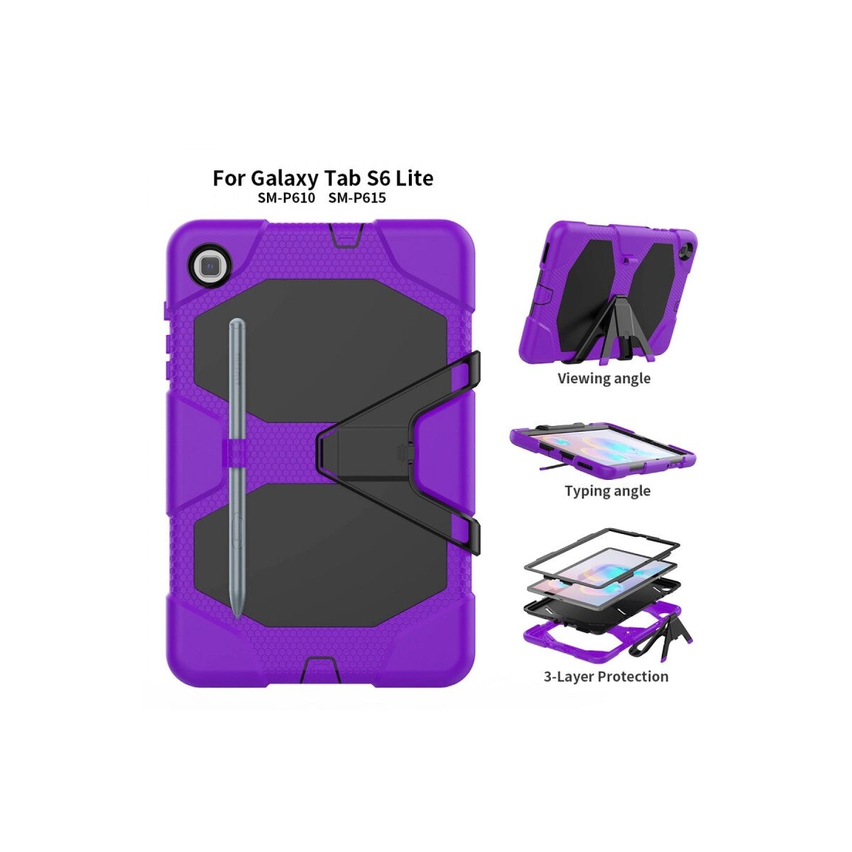 Samsung Galaxy P610 Tab S6 Lite 10.4 Kılıf Griffin Tablet Kapak - Mor Samsung Galaxy P610 Tab S6 Lite 10.4 Kılıf Griffin Tablet Kapak - Mor
