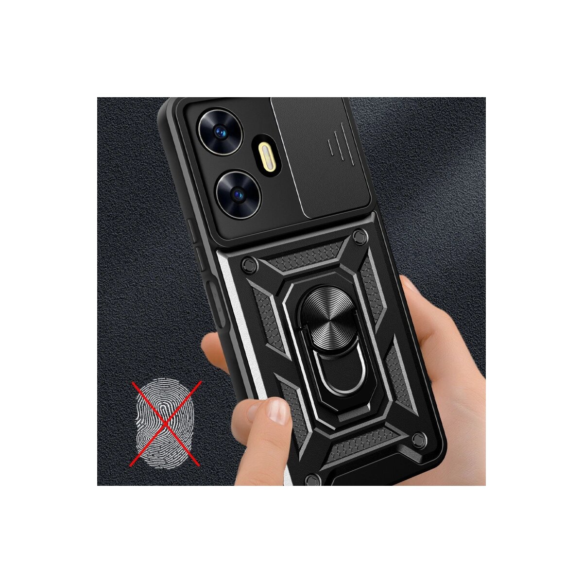 Realme C55 Kılıf Pars Lens Yüzüklü Silikon - Kırmızı