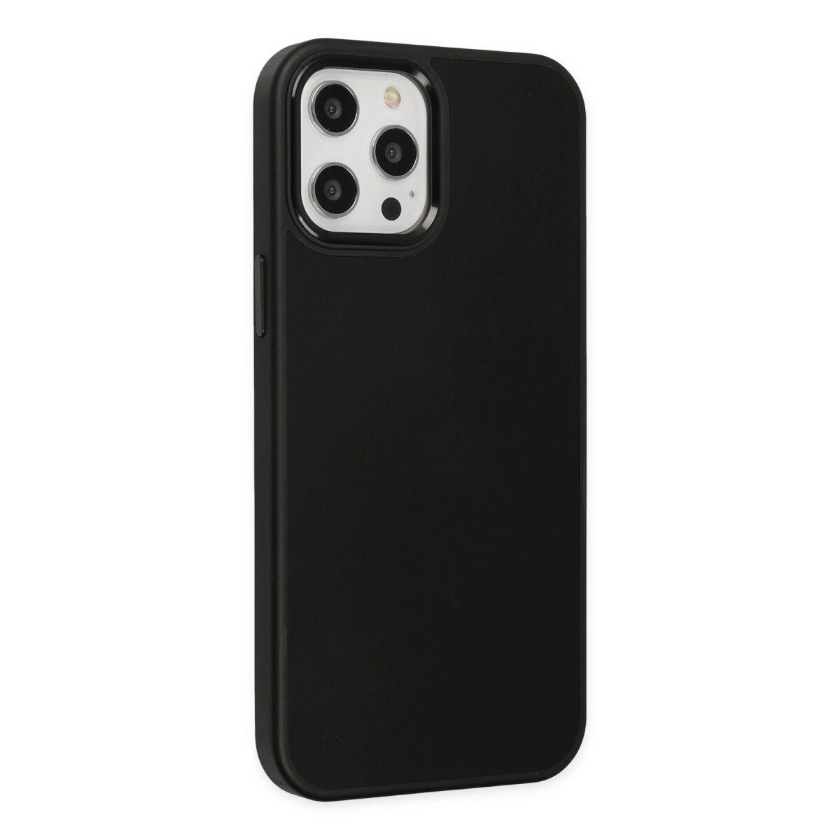 Apple İphone 12 Pro Max Kılıf Asya Deri Silikon - Siyah