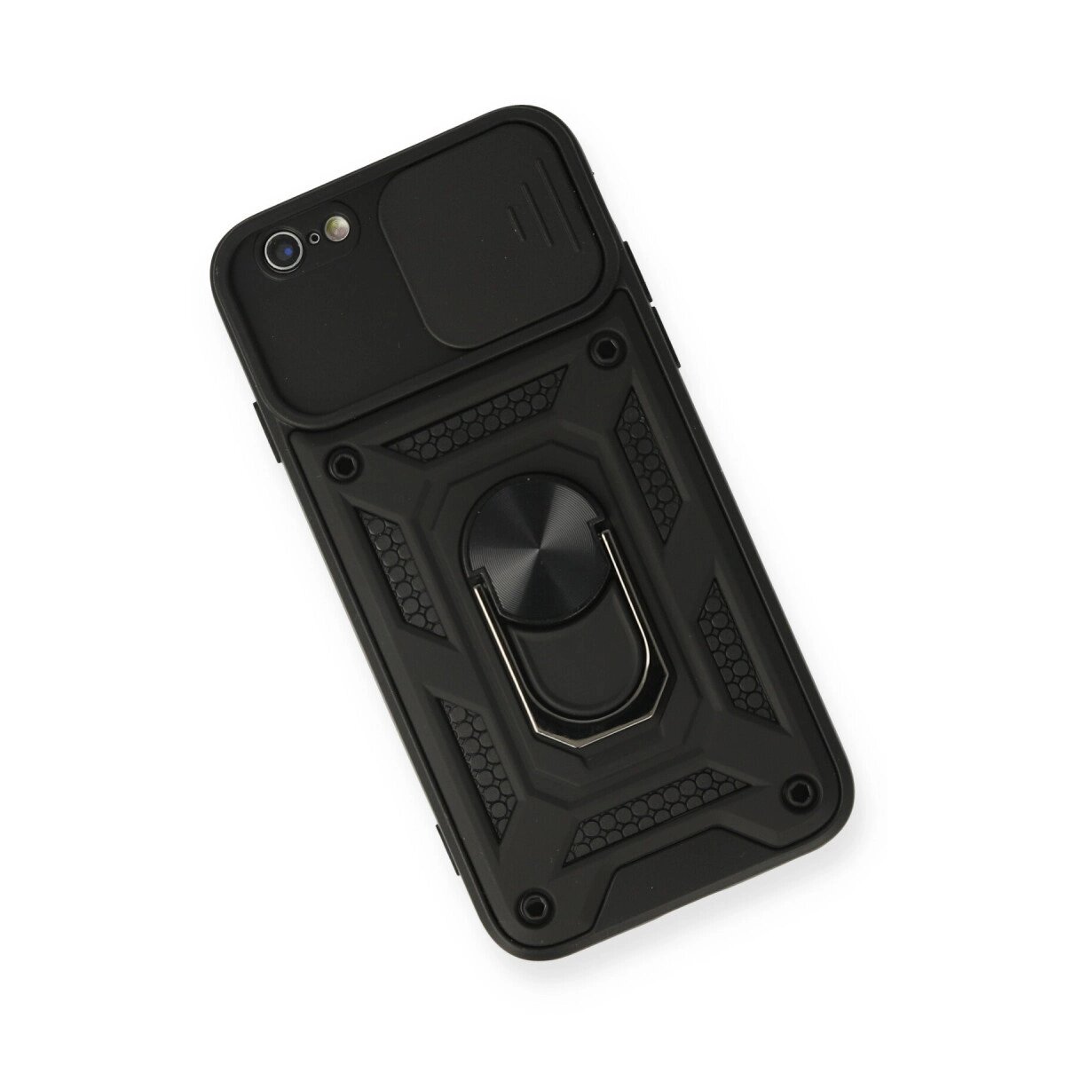 Apple İphone 6 Kılıf Pars Lens Yüzüklü Silikon - Siyah